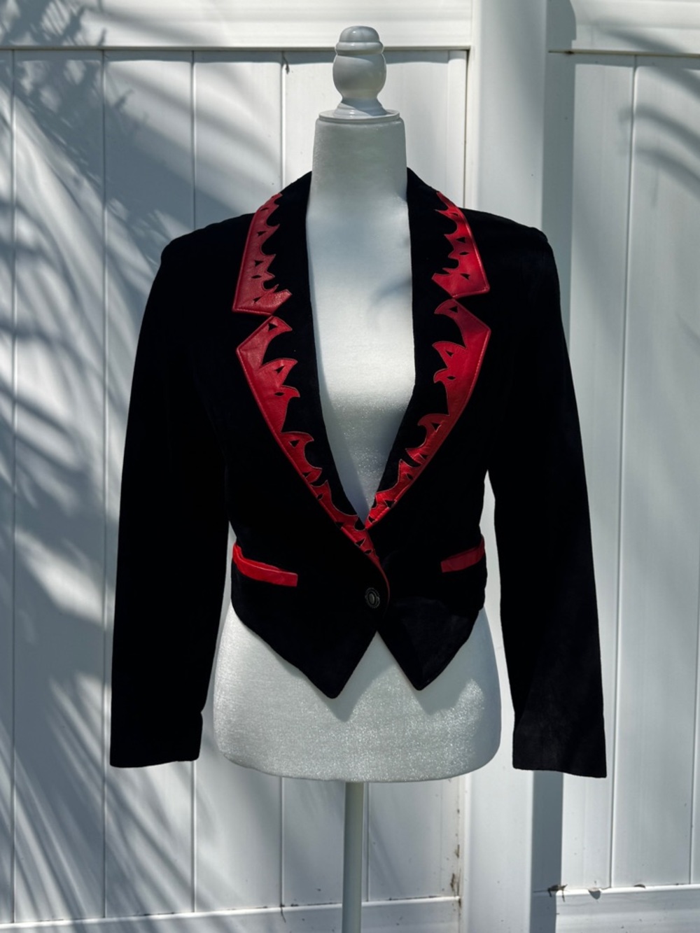 Michael Hoban Black Velvet Blazer with Red Trim